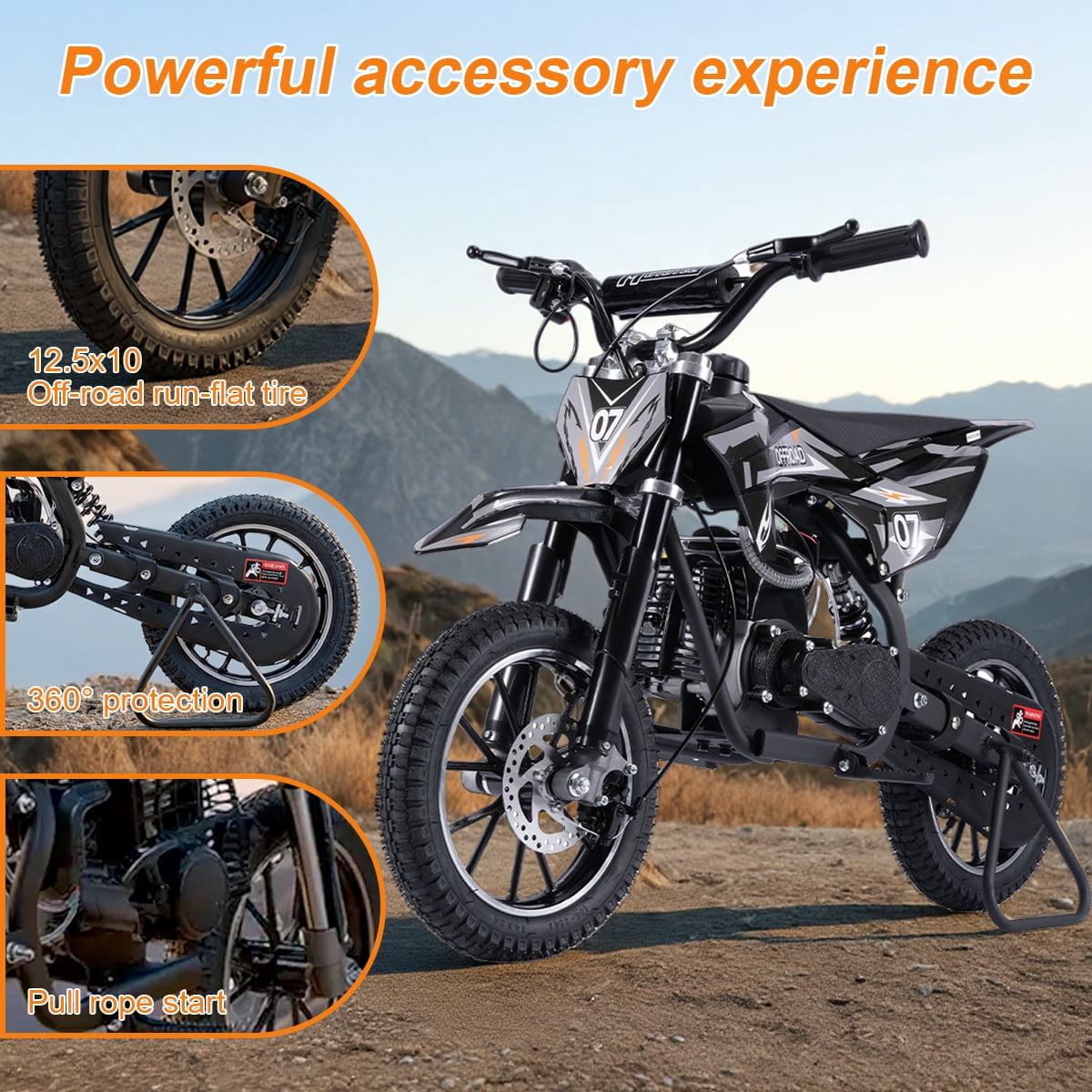 SAY YEAH Dirt Bike,50CC Gas Powered Off Road Dirt Bike for Kids 8-13,Weight Support Up to 200 LBS,25MPH Top Speed,Gray