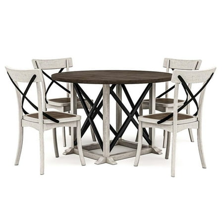 Furniture of America Knix Rustic Wood 5-Piece Dining Set in Antique White