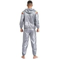 thumbnail image 2 of Alvivi Men's 2Pcs Sauna Suit Sweat Compression Jacket Top with Pants for Fitness Workout Sports Type A Silver S, 2 of 7