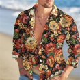 thumbnail image 1 of Camisa de hombre hawaiana con estampado floral y mariposas, tendencia de moda primavera-verano 2024, gran oferta, nueva, para ocio al aire libre, Vaion, talla grande, 1 of 6