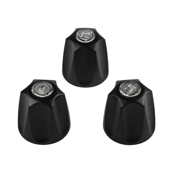 3-Piece Black Shower Knob Replacement Set Includes Hot/Cold/Diverter Shower Knob