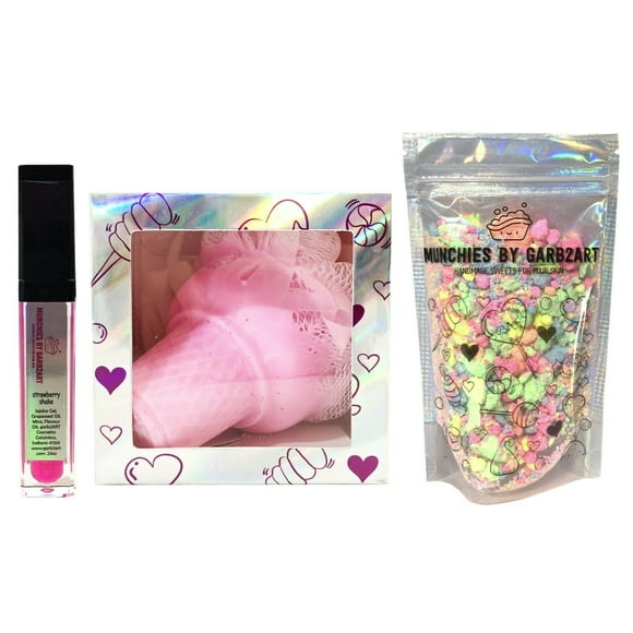 garb2ART Cosmetic "Munchies" Gift Set - Lip Garb, Pop Rocks, and Soap N Pouf