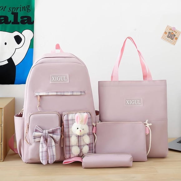 4 In 1 Cute Women Backpack Trendy Canvas School Bag For Girls Large Capacity Storage Backpacks Casual Travel Backpacks Sac à dos scolaire