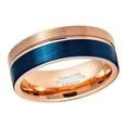 thumbnail image 2 of Mens Pipe Cut Tungsten Wedding Ring Blue & Rose Gold IP Plated Tungsten Carbide Anniversary Band - #987s10.5, 2 of 4