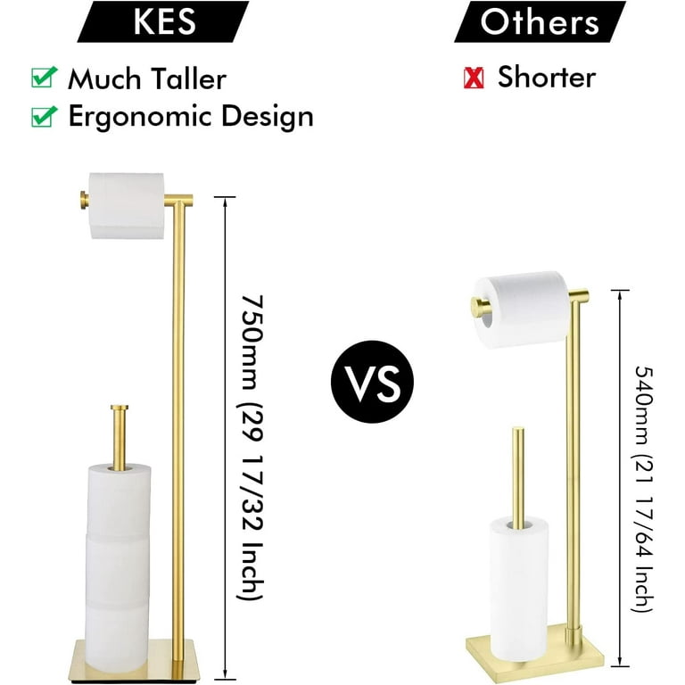 KES Home KES Freestanding Toilet Paper Holder Stand with Reserve Toilet  Paper Storage for Bathroom SUS304 Stainless Steel Brushed Steel