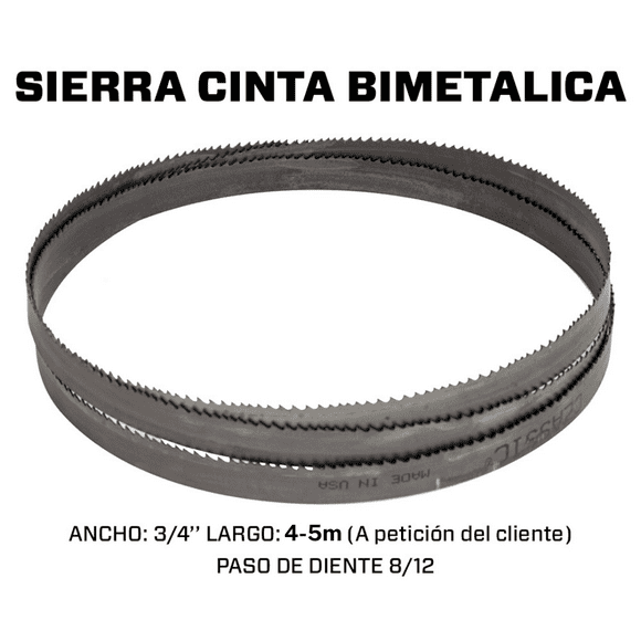 (4 a5 metros) Segueta sierra cinta bimetalica 3/4", PDD 8/12