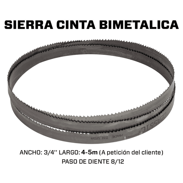 (4 a5 metros) Segueta sierra cinta bimetalica 3/4", PDD 8/12
