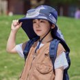 thumbnail image 5 of CSSAD Outdoor Wide Brim Sun Hat with Solar Fan, Summer Big Brimmed Shawl Fisherman's Hat for Childen, Sun Bucket Hat for Men Women UPF 50+ Bucket Fishing & Beach Hat with Fan, Navy, 5 of 6