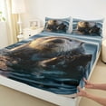 thumbnail image 3 of jejeloiu Wildlife Sea Otter Queen Sheet Sets,Ocean Animal Flat Sheet,Blue Brown Queen Fitted Sheet For Boys,Super Cozy Room Decor,4 Pieces, 3 of 7