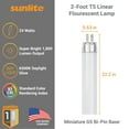 thumbnail image 3 of Sunlite 24W T5 HO 2-Foot Linear Fluorescent Tube Light Bulb, 6500K Daylight, 1800 Lumens, Mini G5 Bi-Pin Base, ROHS Compliant, 3 of 5