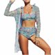 thumbnail image 2 of Trajes de baño para mujer, Trajes de baño para mujer, Traje de baño de tres piezas con tirantes de bikini estampados para mujer, Traje de baño de nailon para mujer, 2 of 9