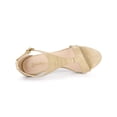 thumbnail image 4 of BLISSFUL STEP Women's T Strap Embossed Stiletto Heel Sandals Beige (Size 7.5), 4 of 6