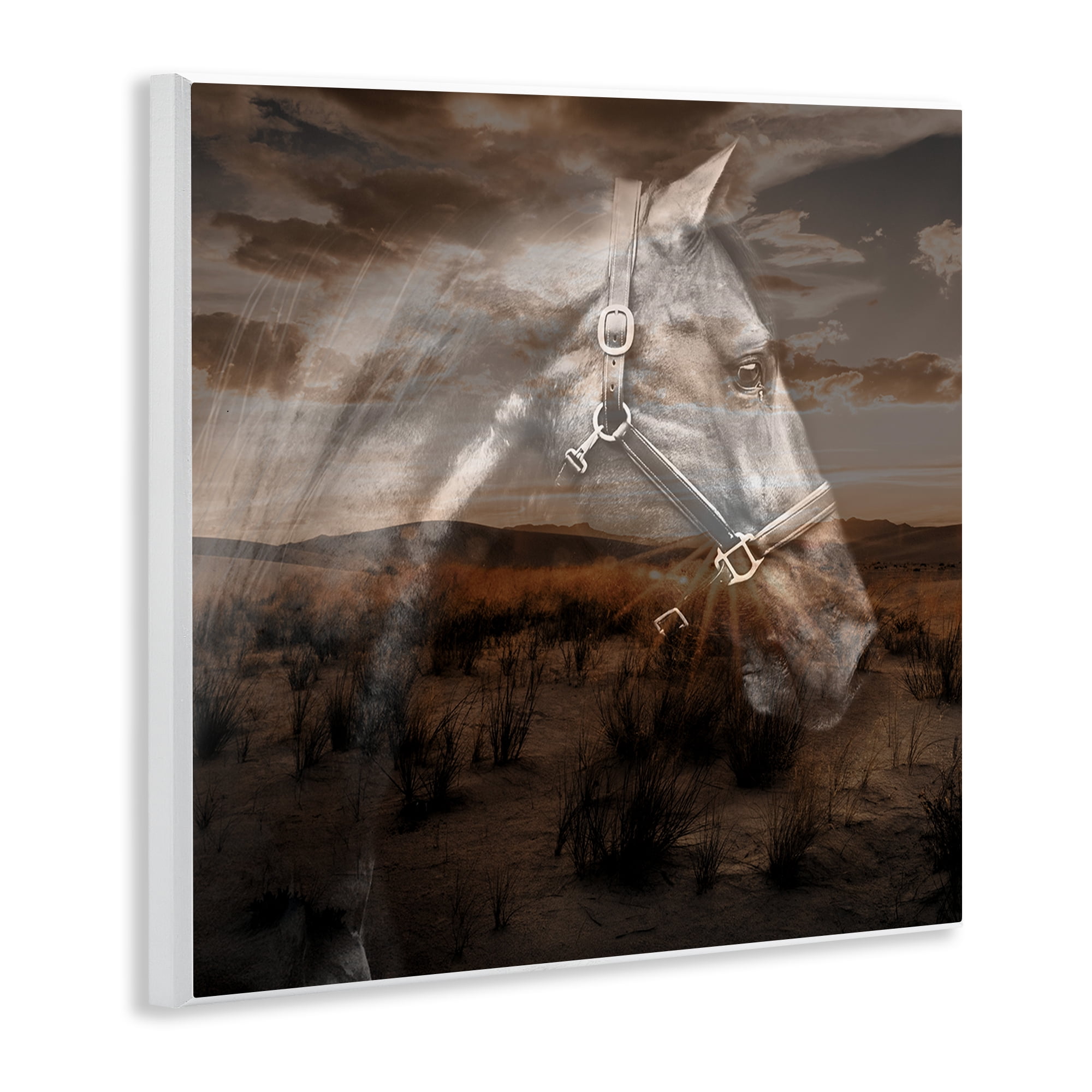 Stupell Industries Horse over Nature Visage Animals Painting Unframed Art Print Wall Art, 12 x 12