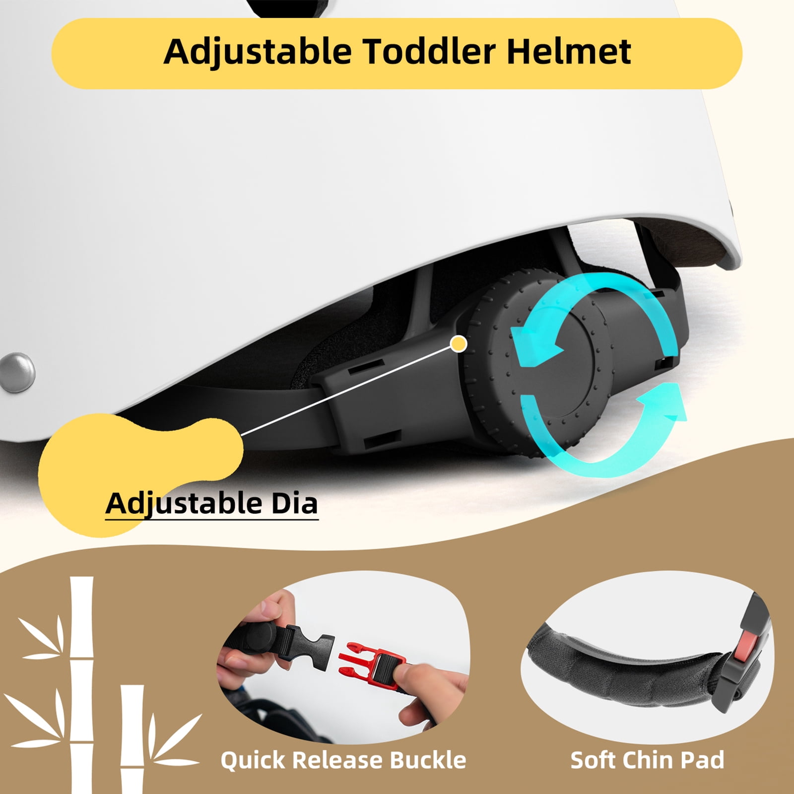 XJD Toddler Bike Helmet Age 1-5 Lightweight Children's Panda Helmet for Boys Girls, Multi-Sport Safety Helmet for Scooter Cycling Skating