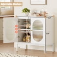 thumbnail image 3 of Ensemble de 2 Armoires Buffet avec Portes en Verre Cannelé, Buffet Console Moderne de 31,5 Pouces avec Rangement d'Accent pour Salle à Manger, Salon, Entrée, Blanc, 3 of 7
