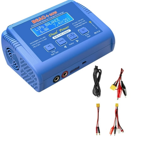 GUYUTING 80W RC Battery Balance Charger for LiPo Li-ion NiMH NiCd LiFePO4 PB 1-6S with XT60 Adapters US Plug
