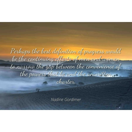 Nadine Gordimer - Famous Quotes Laminated POSTER PRINT 24x20 - Perhaps the best definition of progress would be the continuing efforts of men and women to narrow the gap between the convenience of (All The Best Definition)