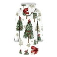 thumbnail image 4 of Christmas Mid Length Winter Coat for Women Graphic Long Sleeve Crewneck Button Down Party Print Jacket Green M, 4 of 8
