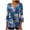 Blue, variant on Teissuly Women's Fashion Printed T-shirt 3/4 Sleeves Blouse V-Neck Casual Tops