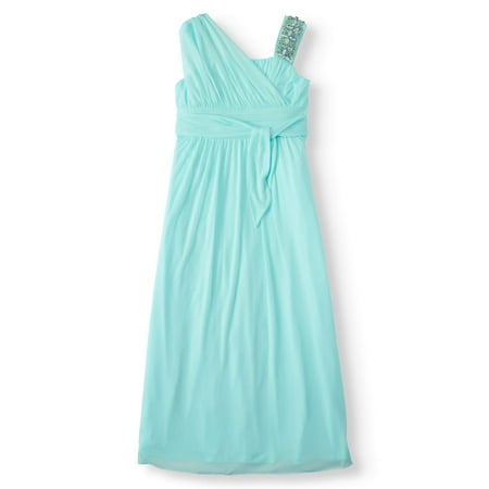 Girls Jewel - Asymmetrical Jewel Shoulder Long Occasion Dress (Big Girls)