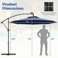 thumbnail image 3 of Gymax 10Ft Offset Hanging Umbrella Patio Outdoor w/ 32 Solar LED Lights Navy, 3 of 10
