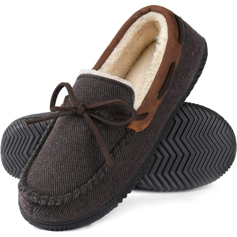 RockDove Samuel Sherpa Lined Moccasin Slipper, House with Rubber Sole - Walmart.com