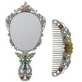 thumbnail image 1 of MasteelfCA 1 Set Metal Vintage Mirror Portable Folding Mirror Handheld Folding Mirror with Comb, 1 of 7