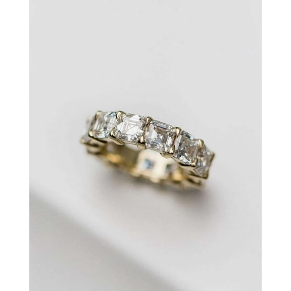 4CT Simulated Diamond 925 Silver Full Eternity Band Ring 14k Yellow Gold Plated