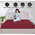 thumbnail image 5 of Fitted Sheet + Pillowcase Set 800 Thread Count 100% Egyptian Cotton 3-Piece ( 1-Fitted + 2-Pillowcase ) Twin-XL Size (39" x 80") Inch 18-Inch Deep Pocket, All-Around Elastic Burgundy Stripe, 5 of 6