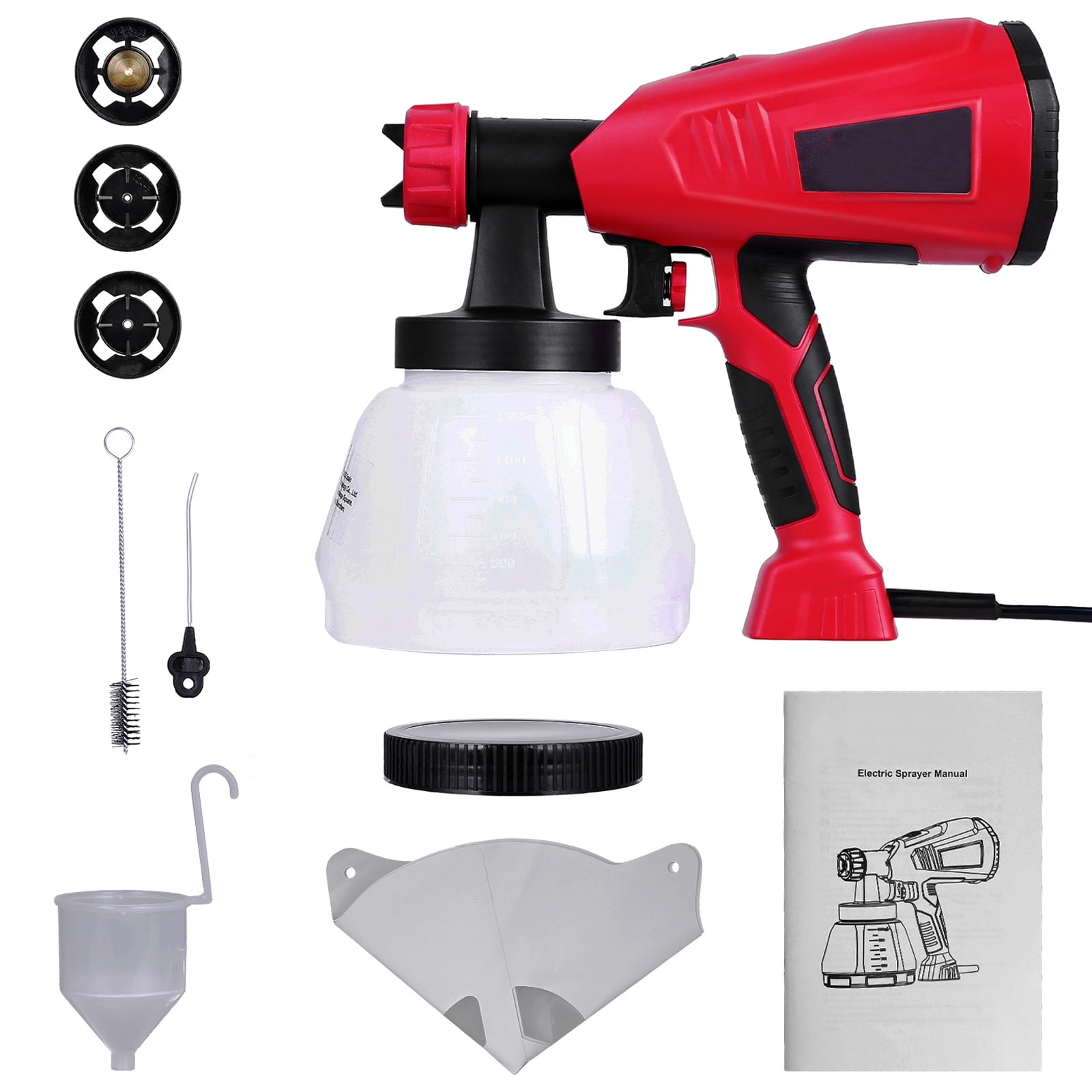 Spray Guns, Meterk  400W Electric Paint Spraye Gun Sprayer, HVLP Home Spray Gun with 3 Copper Nozzles & 3 Patterns for Furniture, Fence, Car, Garden Chairs