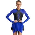 thumbnail image 3 of Aiihoo Womens Sparkling Dance Leotard Dress Irregular Hem Keyhole Back Long Sleeve Dresses Blue L, 3 of 7