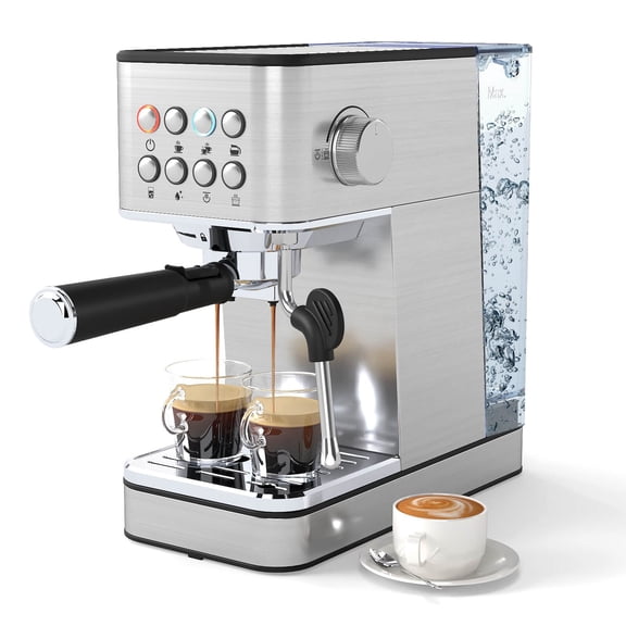 KDTHTF Espresso Machine 20 Bar with Milk Frother, 57oz Removable Water Tank & Hot Water Function, Cappuccino & Latte Maker with Cup Warmer, Silver Home Coffee Machine