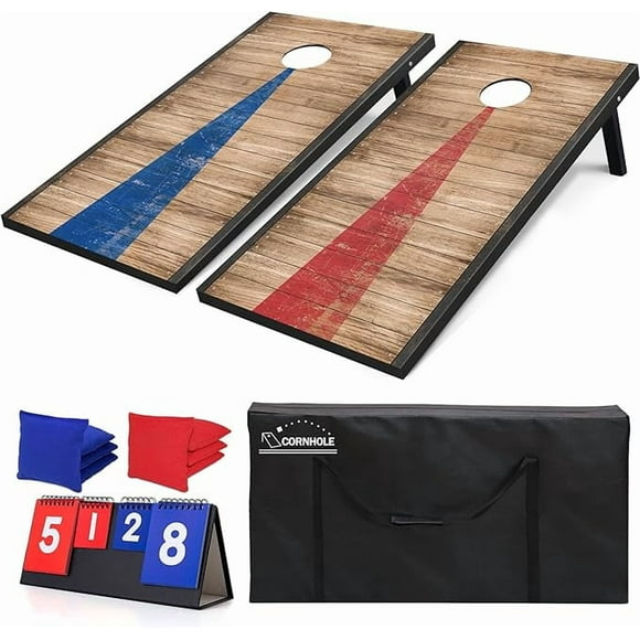 4x2 ft Cornhole Board Set, Premium Regulation Size Cornhole Board with 8 All Weather Bean Bags, Carrying Case and Scoreboard