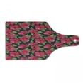 thumbnail image 1 of Hawaii Cutting Board, Polka Dotted Background Hand Drawn Flower Hibiscus Polynesian Flora, Tempered Glass Cutting and Serving Board, Wine Bottle Shape, Magenta Fern Green Black, by Ambesonne, 1 of 1
