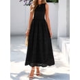 thumbnail image 5 of Women'S Summer Dresses Sleeveless Crewneck A-Line Boho Lace Eyelet Tank Maxi Dress with Pockets Black S, 5 of 10