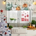 thumbnail image 5 of Thanksgiving Curtain Valances for Windows, Kitchen Valance Window Treatments Panel 2 Pack, Green Eucalyptus Leaves Orange Pumpkin Rod Pocket Short Curtains for Bathroom Bedroom 42 x 18 Inch, 5 of 8