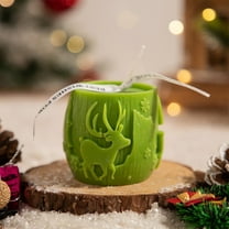XYAIYT Aromatherapy Candle Christmas Tree Decorations Reindeer Pillar Wax with Subtle Clean Burn Long Lasting for Vacation Home Decor Festive Gatherings and Cozy Ambiance 2.6in Green