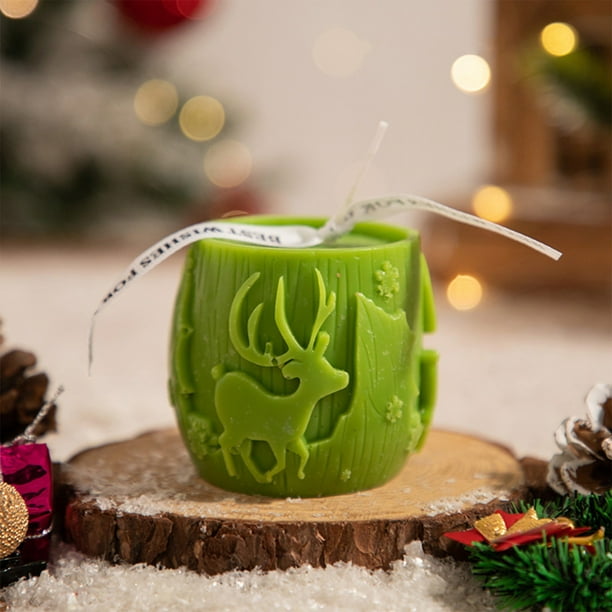 Xihbxyly Vela de Aromaterapia con Diseño de Reno, Aroma Suave, Decoración Navideña, Ambiente Festivo, Combustión Limpia, Larga Duración, Verde, Rojo, Naranja y Verde Menta, 6,5 X 6 X 6 Cm