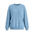 thumbnail image 4 of Yrmaups Cozy Long Sleeve Pullover Sweater for Women, Soft Casual Fall Winter Top, Loose Fit Solid Comfy Knitwear for Daily Wear, Light Blue L, 4 of 6