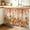 Light Beige Pumpkin Orange Dark Yellow, variant on Navy Blue Gray Striped Cabinet Curtain 35"Wx35"L, Dustproof Under Sink Skirt with Self Adhesive Tape, Farmhouse Stripe Art Cabinet Curtain Cover for Kitchen Sink, Bathroom Vanity, Laundry Room
