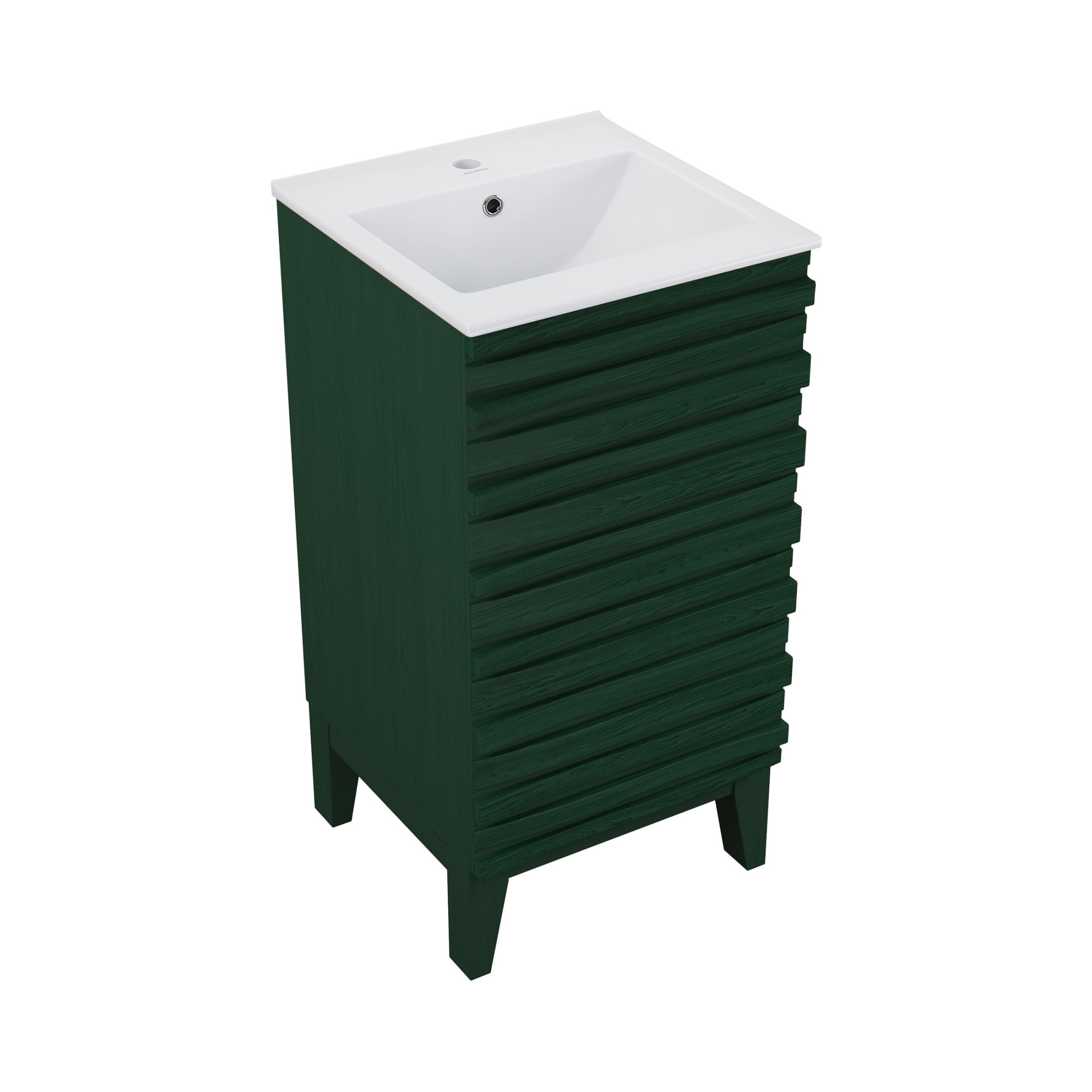 Cascade 18" Freestanding Bathroom Vanity in Green Oak with Sink Top