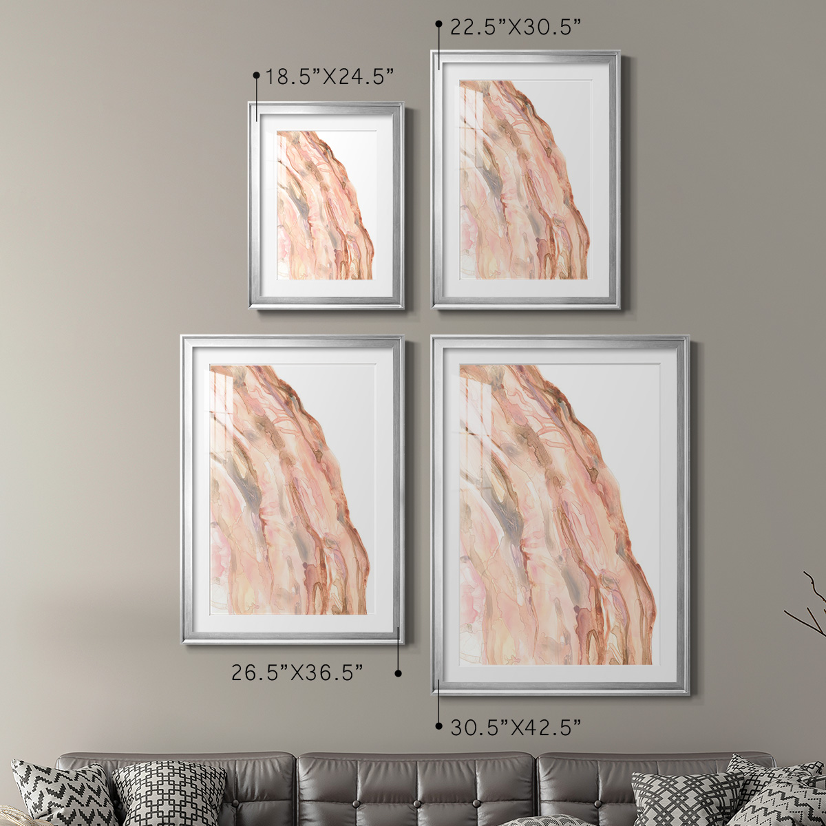 Wexford Home Rose Quartz I Premium Framed Print, 26.5" x 36.5" - Ready to Hang, Silver (Set of 2)