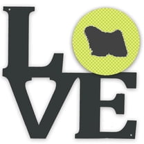 11.5 x 11.75 in. Puli Checkerboard Green Metal Artwork Love Wall Decor