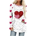 thumbnail image 1 of Diufon Hauts de la Saint-Valentin pour Femmes Manches Longues Col Rond Chandail Chemise Tendance Mignonne Robe Imprimée à Sequins Blouse, 1 of 4