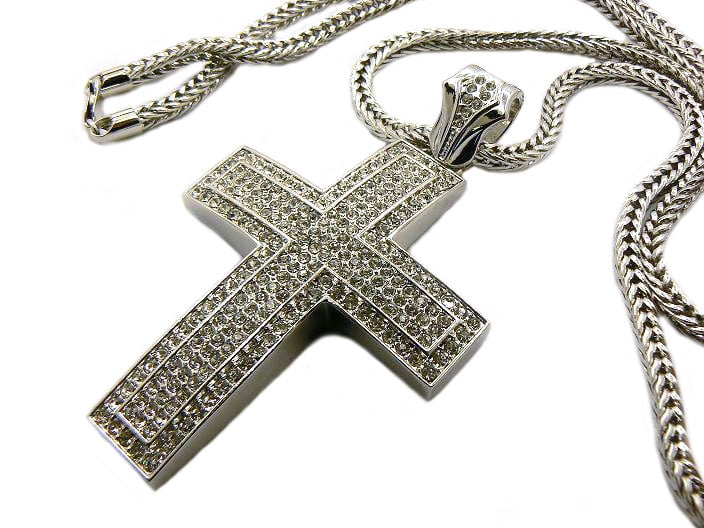Iced 2pac Jesus Crucifix Pendant or w/ 4mm 36" Franco Chain Necklace FS011 