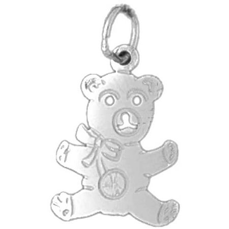18K White Gold Teddy Bear Pendant - 20 mm