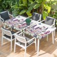 thumbnail image 2 of Purple Flowers Table Cloths for 4 Foot Rectangle Tables, Spring Butterflies Lavender Daisy Botanical Patio Waterproof Elastic Fitted Tablecloths, Washable Rectangular Table Cover for Camping, 2 of 8
