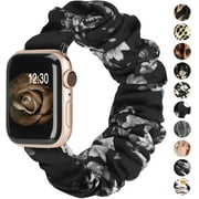 TOYOUTHS Compatible with Apple Watch Band Scrunchie 38mm 40mm Women Elastic Strap Soft Cloth Fabric Pattern Printed