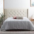 thumbnail image 2 of Rest Haven Providence Tufted Wingback Upholstered Headboard, Full, Cream, 2 of 9