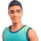 thumbnail image 3 of Barbie Fashionistas Ken Doll #236 with Black Hair, Wearing Blue and Green Ombre Tank with Jean Shorts and Silver Sneakers, 3 of 5